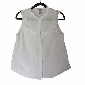 H&M White Ruffle Trim Blouse